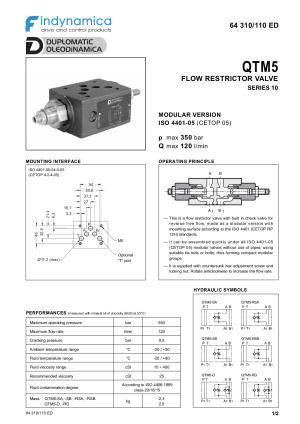 Cetop 5 - NG10 flow control valves